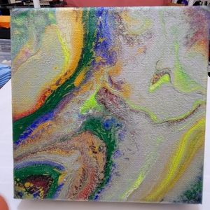 Fluid Art Small Painting on Canvas ORIGINAL Art